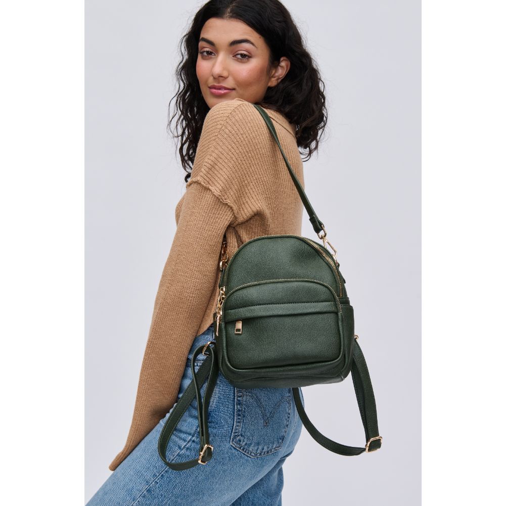 Woman wearing Hunter Green Urban Expressions Uri Backpack 840611113597 View 2 | Hunter Green