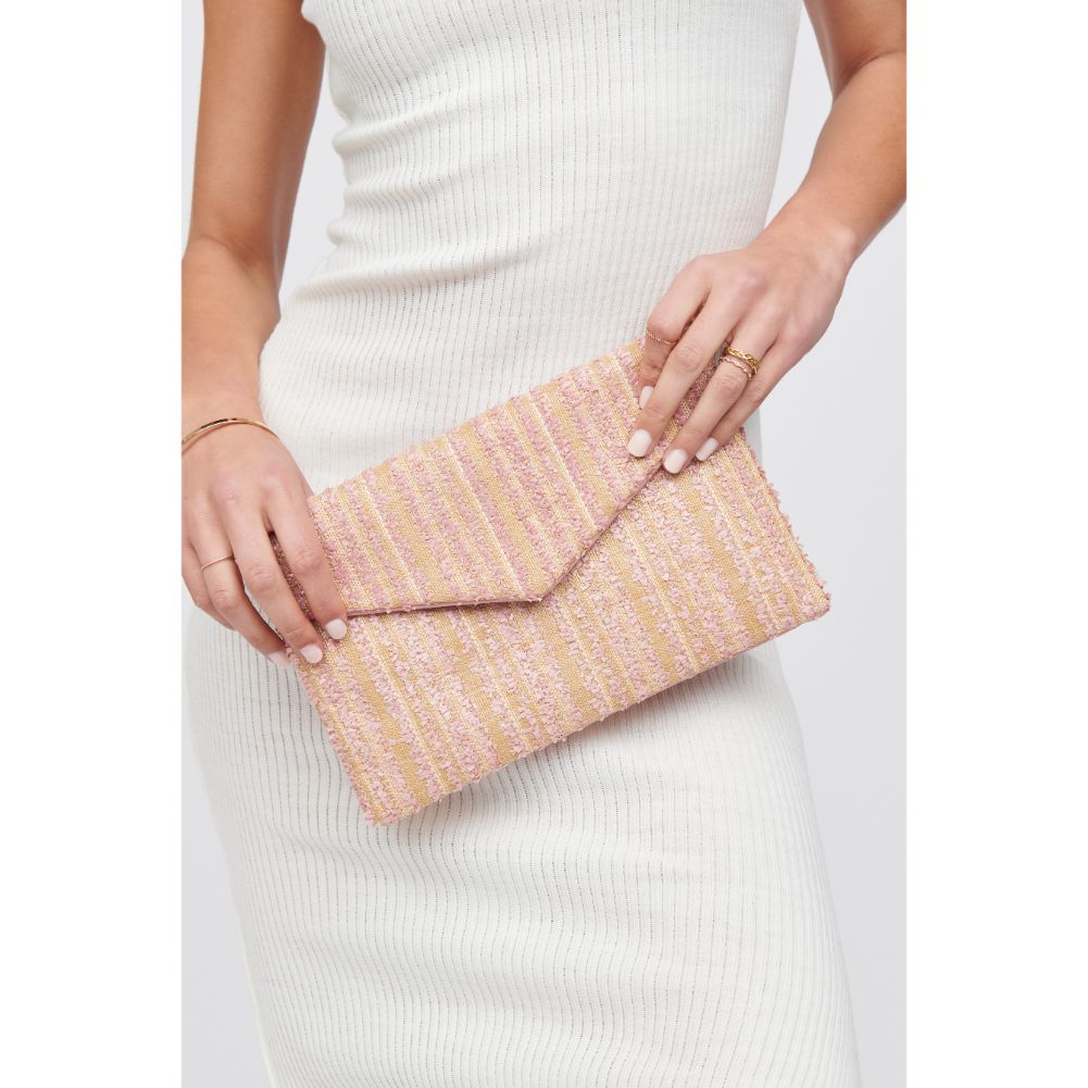 Woman wearing Lilac Urban Expressions Mayotte Clutch 818209017633 View 4 | Lilac