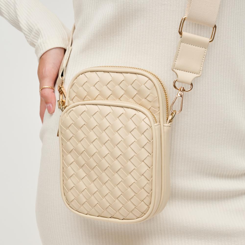 Woman wearing Oatmilk Urban Expressions Celeste Crossbody 840611134677 View 4 | Oatmilk