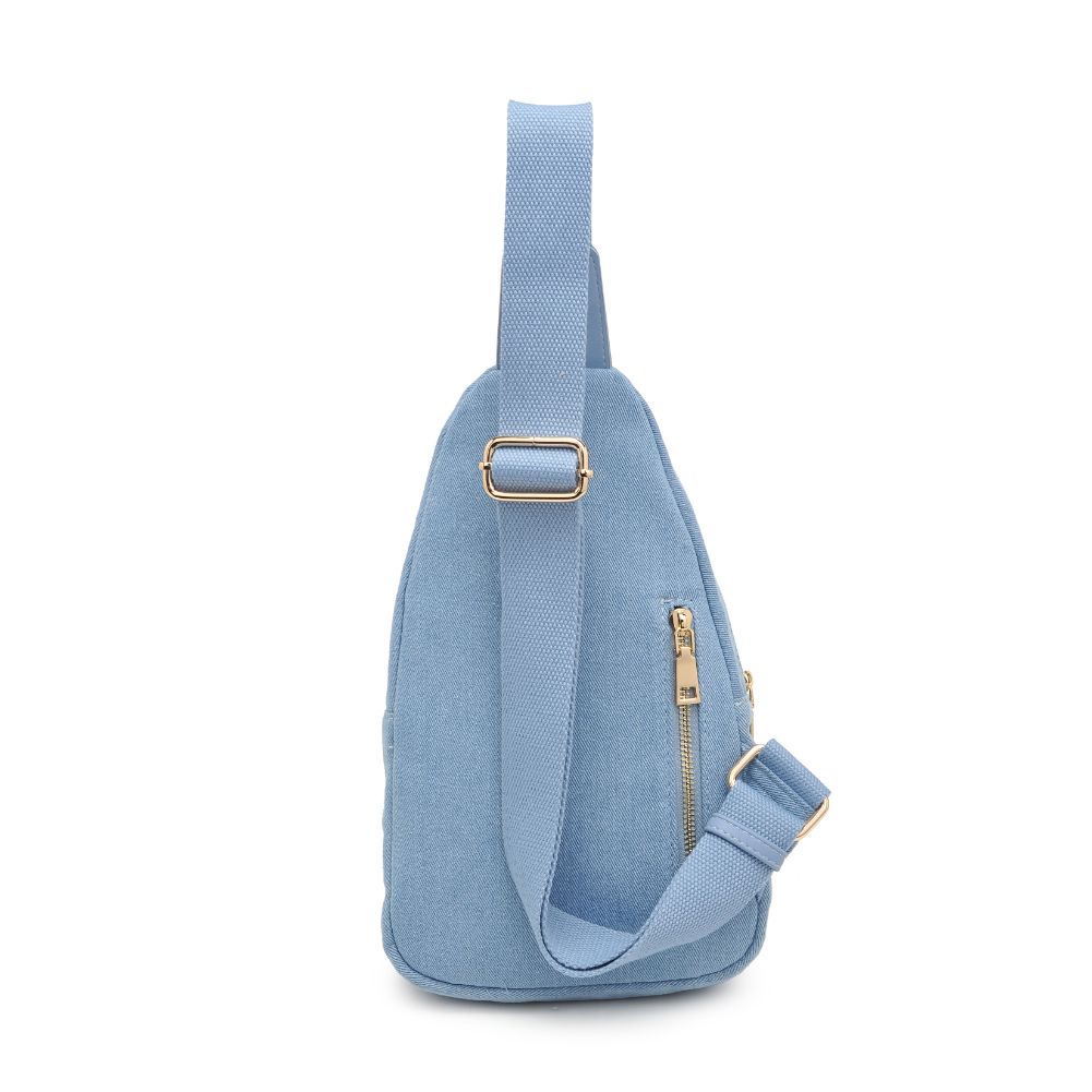 Product Image of Urban Expressions Zephyr Denim Sling Backpack 840611106872 View 7 | Denim