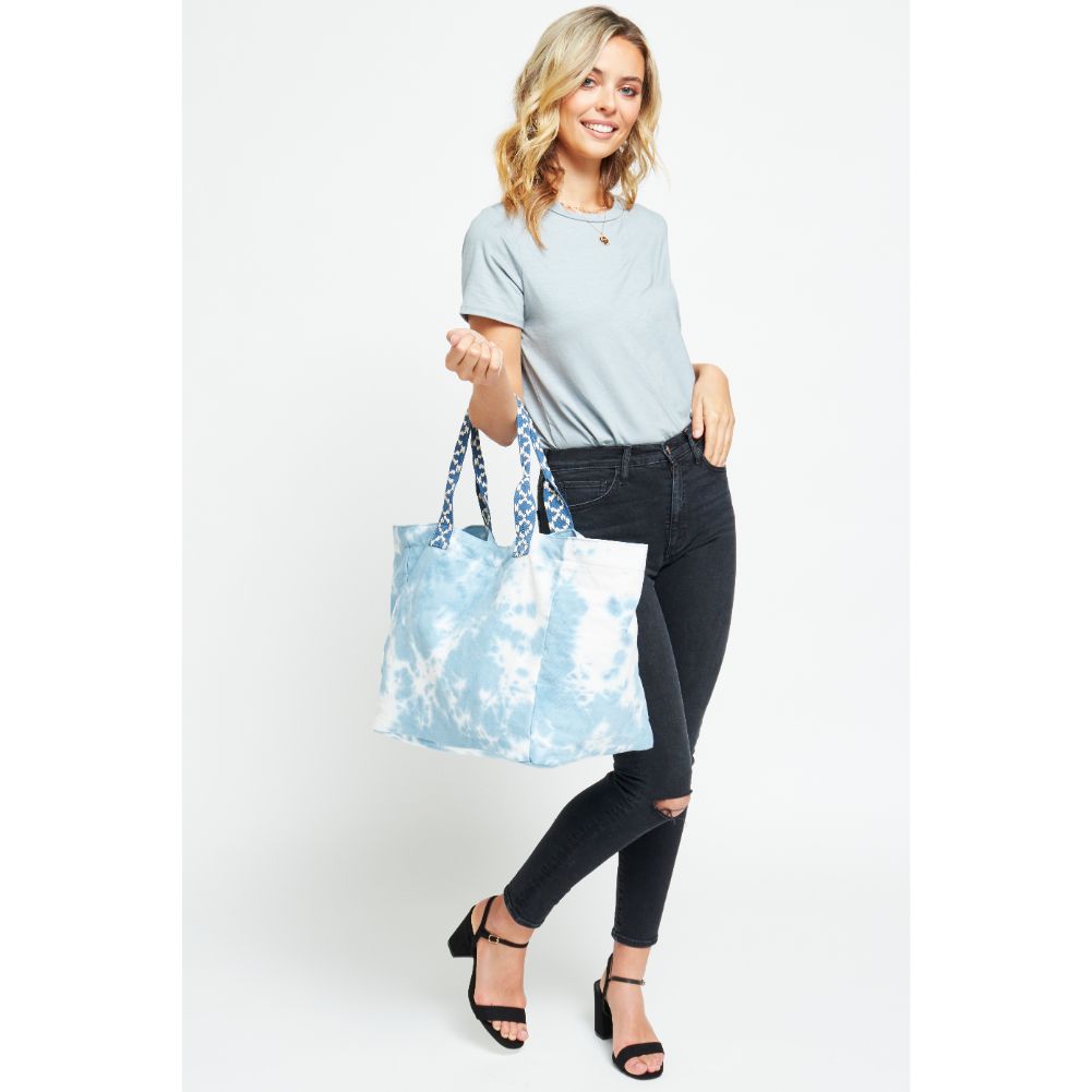 Woman wearing Blue Urban Expressions Marbella Tote 840611170552 View 3 | Blue