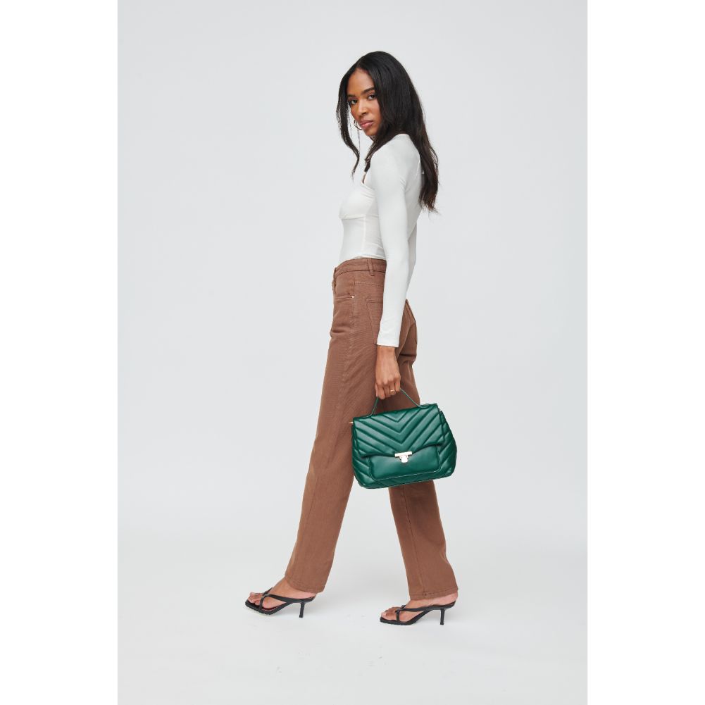 Woman wearing Hunter Green Urban Expressions Imani Crossbody 840611108029 View 4 | Hunter Green