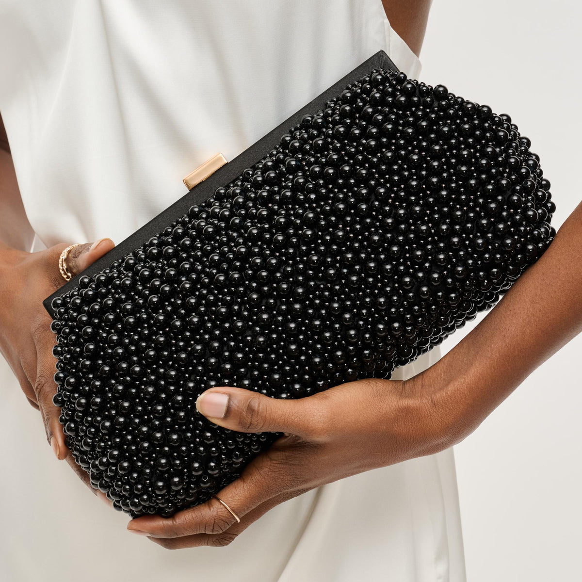 Woman wearing Black Urban Expressions Samira Evening Bag 840611136886 View 1 | Black