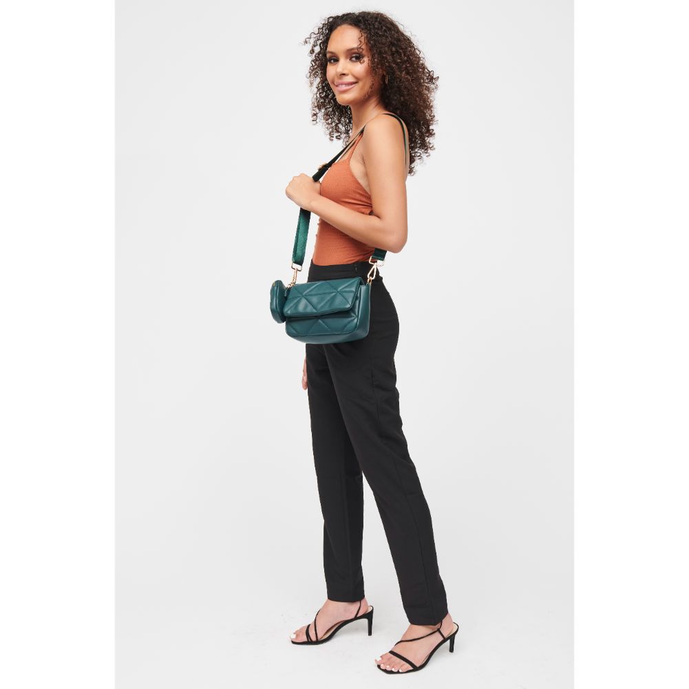 Woman wearing Hunter Green Urban Expressions Tasha Crossbody 840611185655 View 3 | Hunter Green