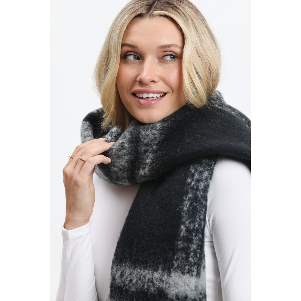 Woman wearing Grey Urban Expressions Shaun Scarves 840611116451 View 1 | Grey