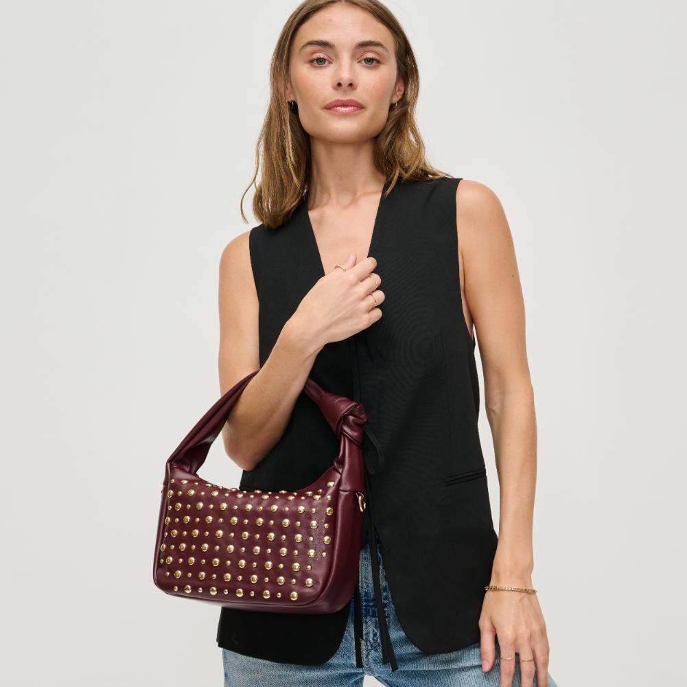 Woman wearing Wine Urban Expressions Lennox Crossbody 840611194183 View 4 | Wine