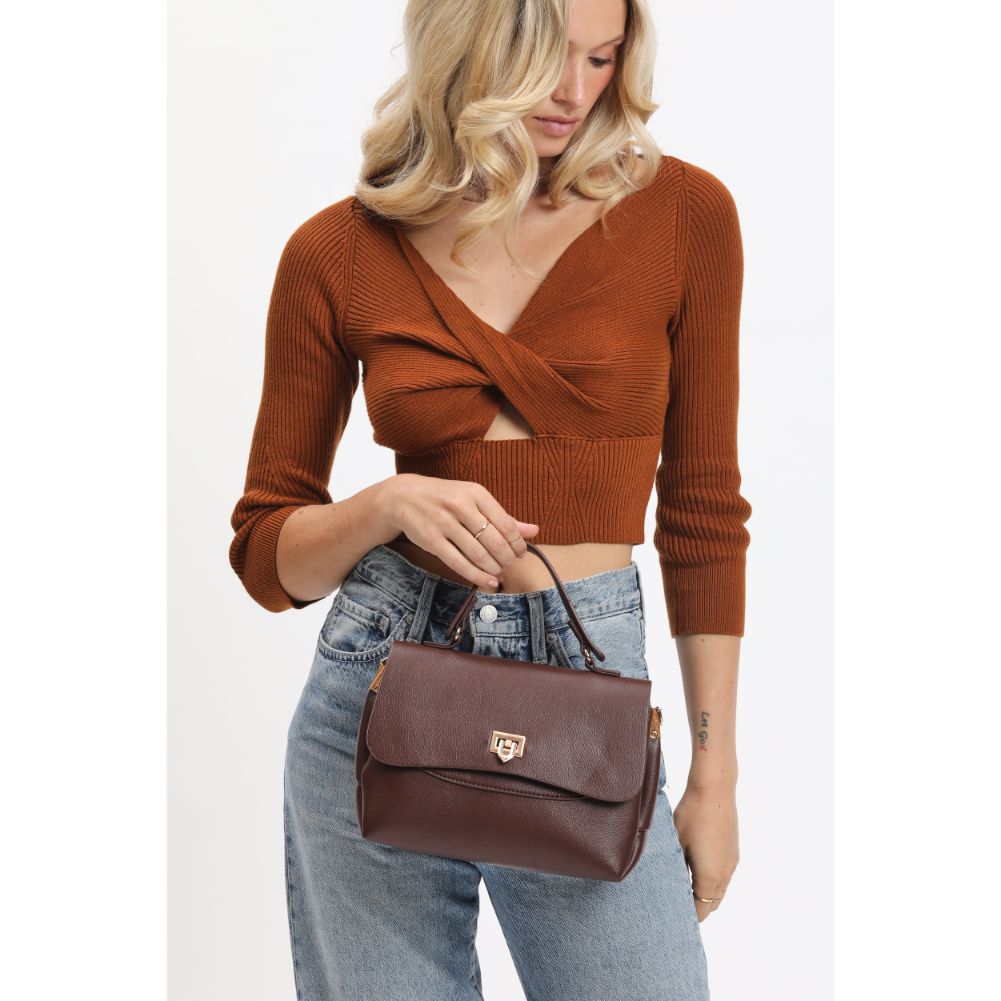 Woman wearing Chocolate Urban Expressions Tati Crossbody 840611114921 View 3 | Chocolate