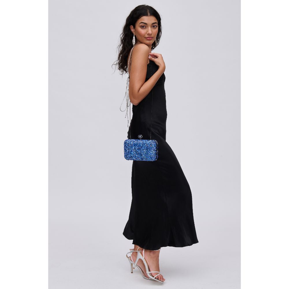 Woman wearing Midnight Urban Expressions Penelope Evening Bag 840611114105 View 4 | Midnight