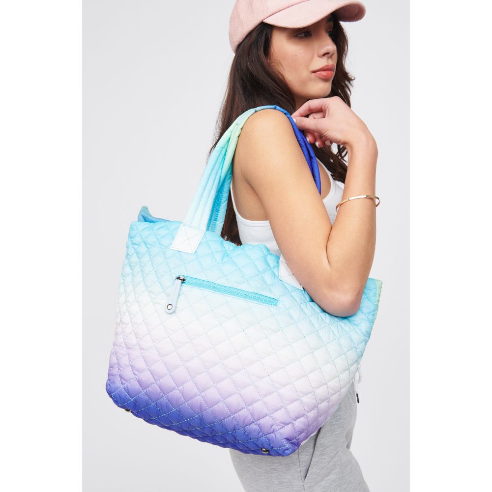 Woman wearing Sky Multi Urban Expressions Breakaway Tote 818209018487 View 1 | Sky Multi