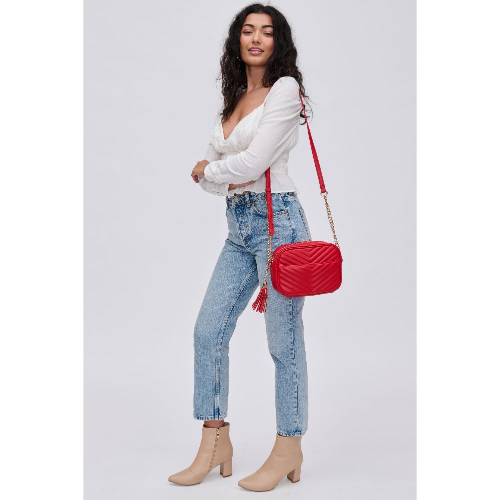 Woman wearing Red Urban Expressions Elodie Crossbody 840611112293 View 3 | Red