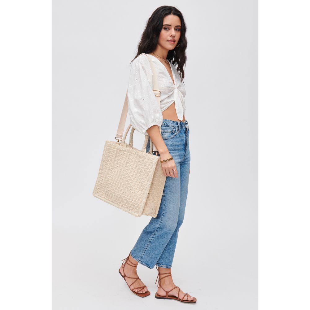 Woman wearing Ivory Urban Expressions Iona Tote 840611108845 View 4 | Ivory