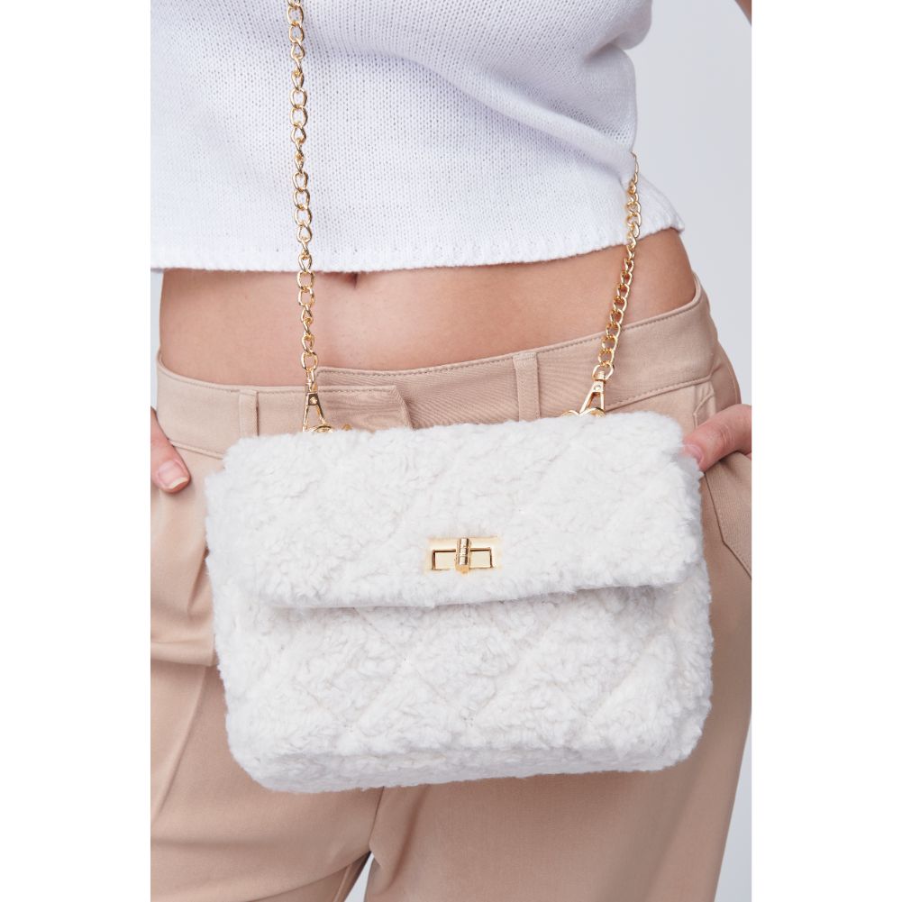 Woman wearing Ivory Urban Expressions Corriedale - Sherpa Crossbody 840611100900 View 1 | Ivory