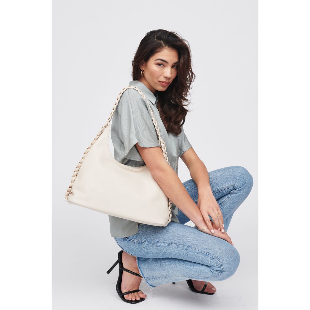 Woman wearing Oatmilk Urban Expressions Martha Hobo 818209016759 View 3 | Oatmilk