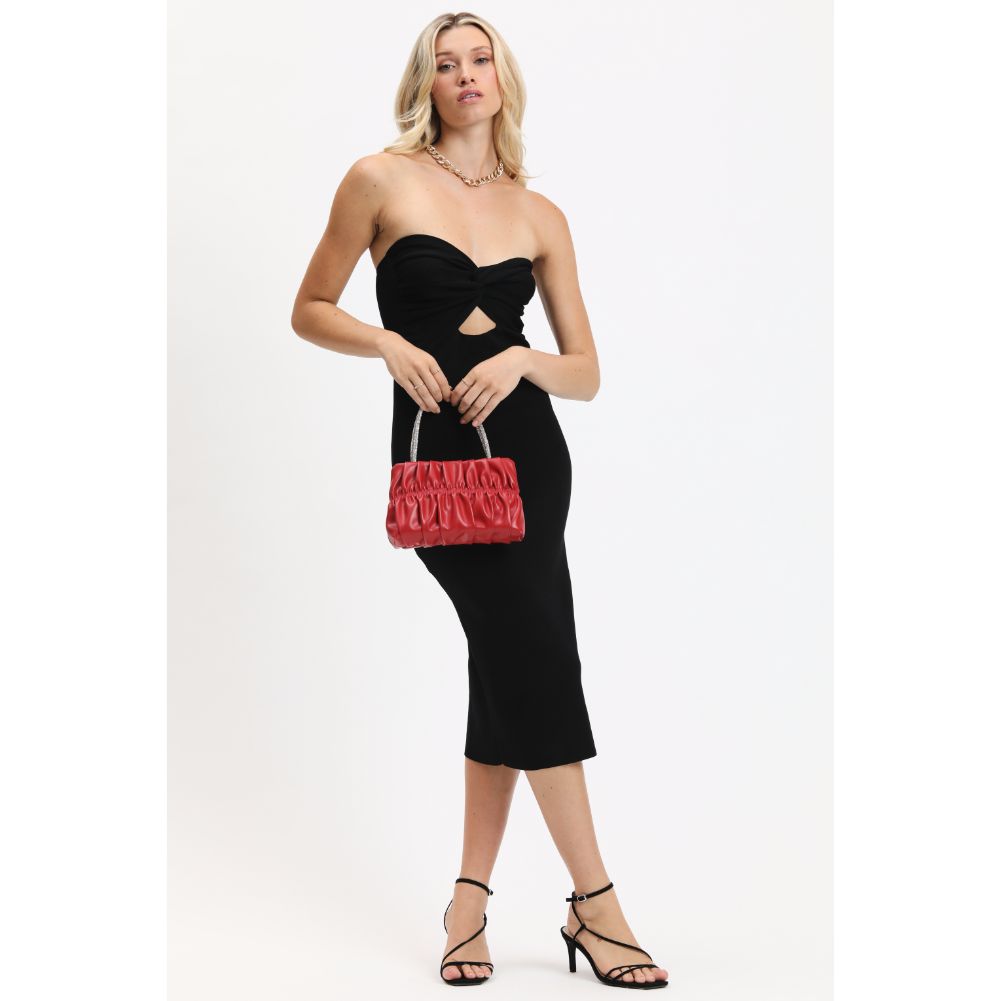 Woman wearing Red Urban Expressions Daisy Evening Bag 840611190079 View 4 | Red