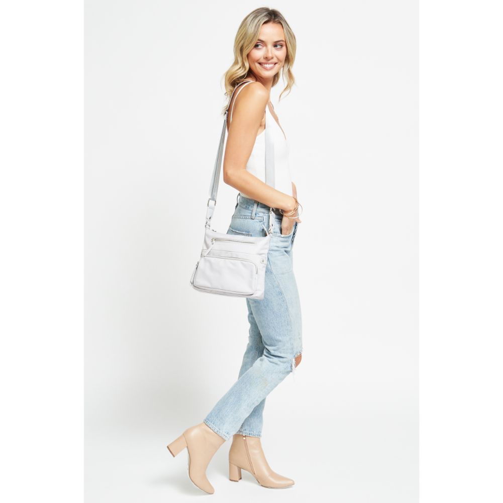 Woman wearing Dove Grey Urban Expressions Julia Crossbody 840611178404 View 3 | Dove Grey