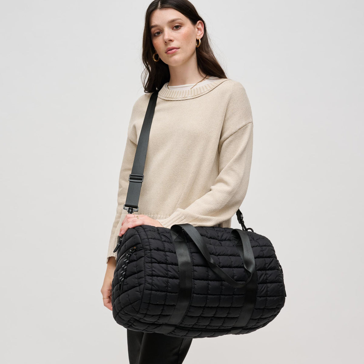 Woman wearing Black Urban Expressions Ty Duffel 840611141187 View 3 | Black