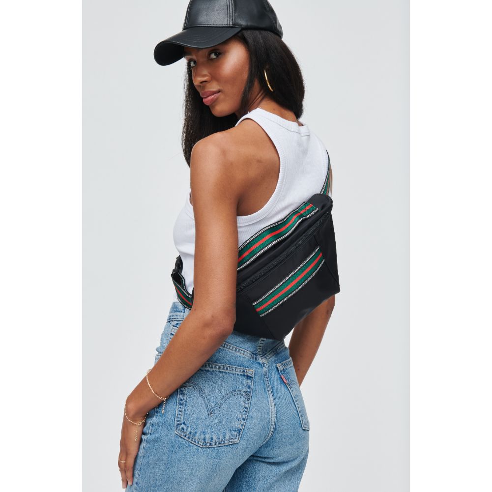 Woman wearing Black Urban Expressions Sammie Belt Bag 840611104175 View 2 | Black