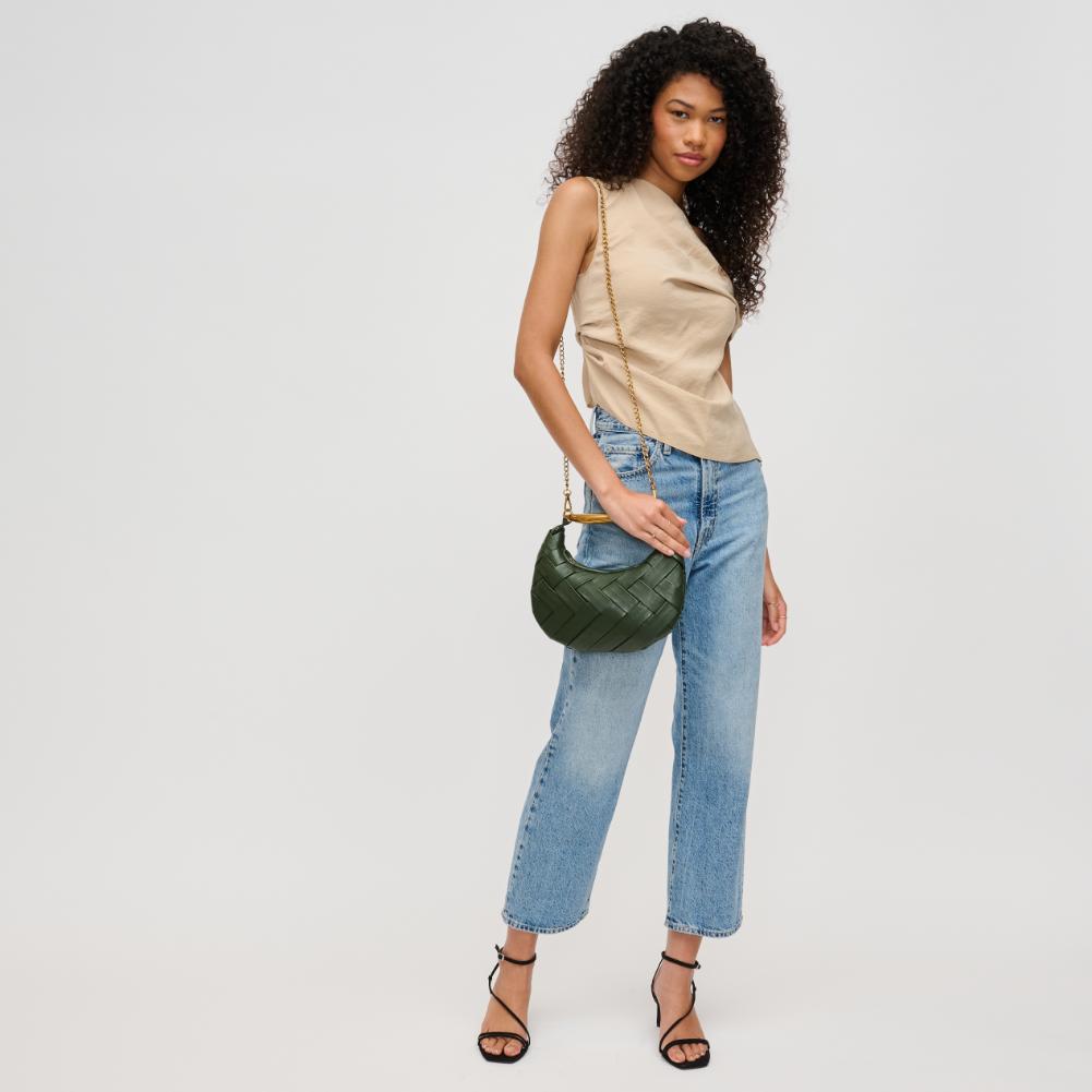 Woman wearing Olive Urban Expressions Ursula Crossbody 840611193759 View 3 | Olive