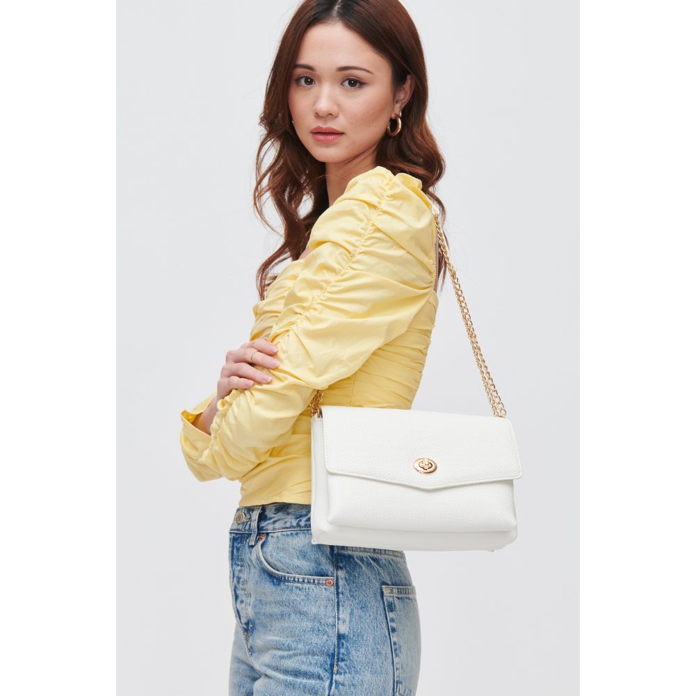 Woman wearing White Urban Expressions Wrenlee Crossbody 840611118424 View 3 | White