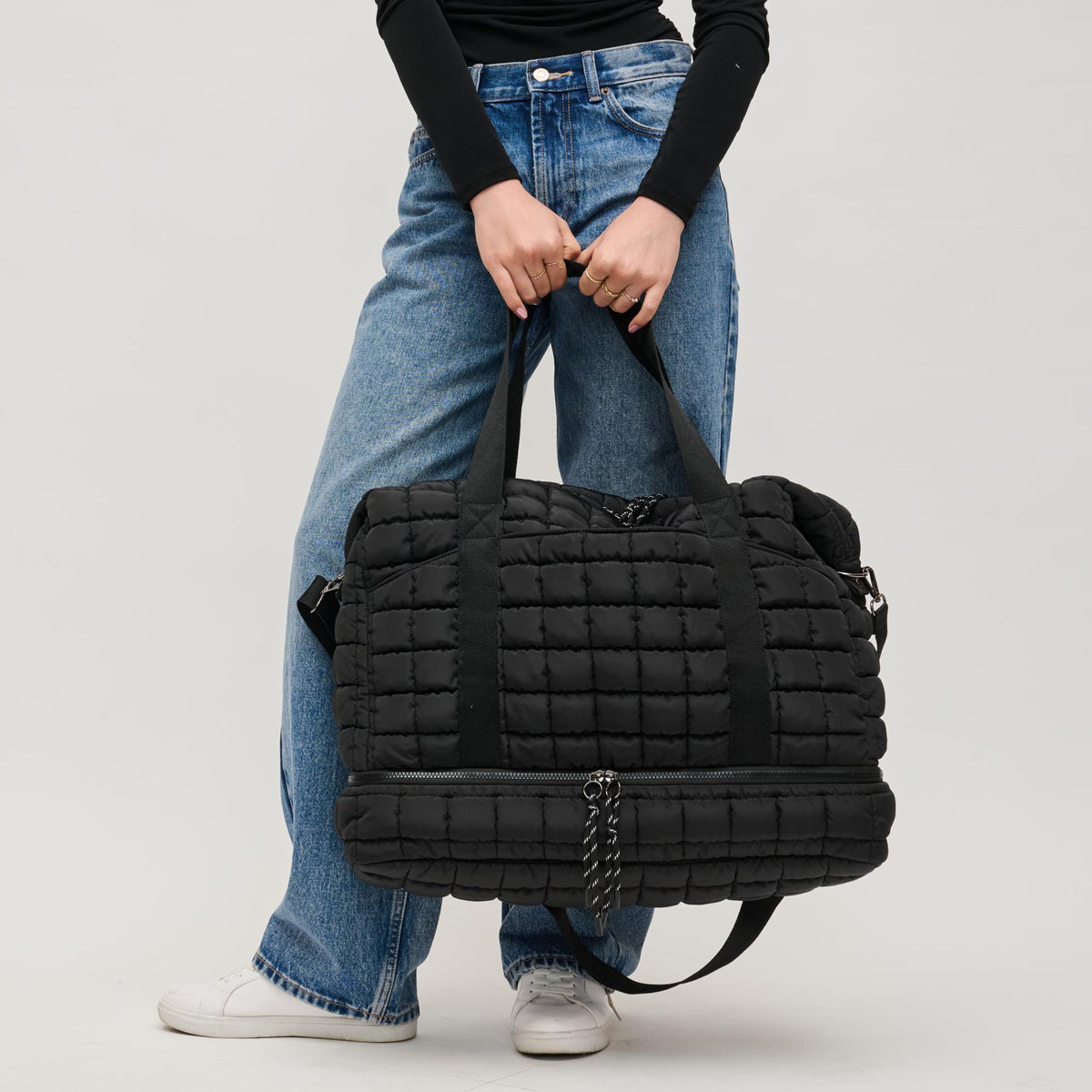 Woman wearing Black Urban Expressions Globetrotter Weekender 840611143471 View 1 | Black