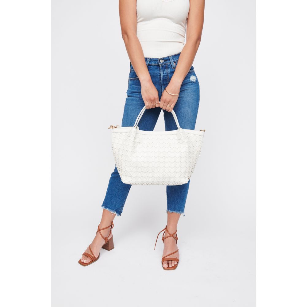 Woman wearing White Urban Expressions Ivanna Tote 840611100023 View 3 | White