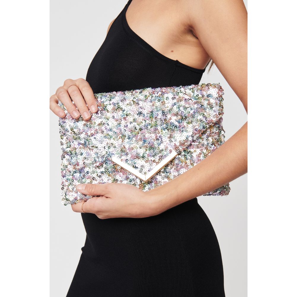 Woman wearing Multi Urban Expressions Rizza Sequin Evening Bag 840611103451 View 4 | Multi