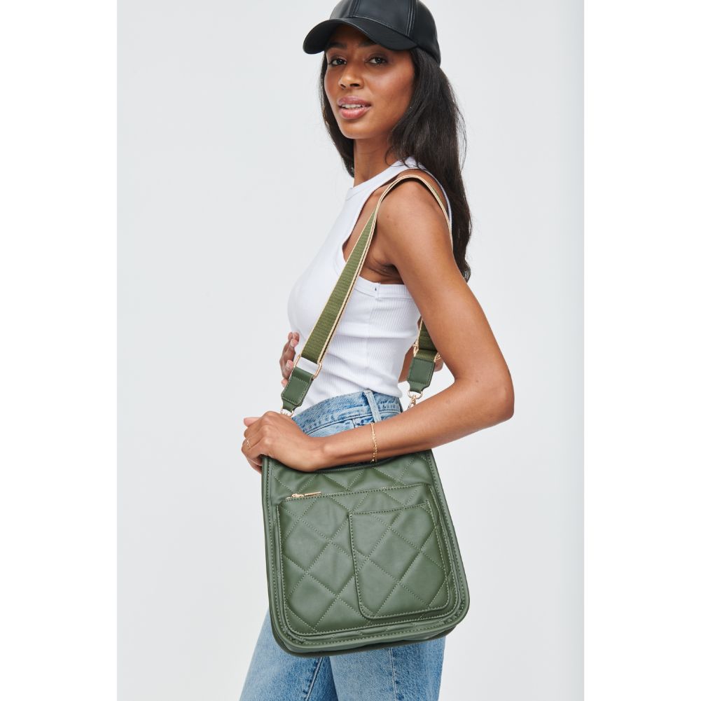 Woman wearing Olive Urban Expressions Harlie Crossbody 840611104861 View 4 | Olive