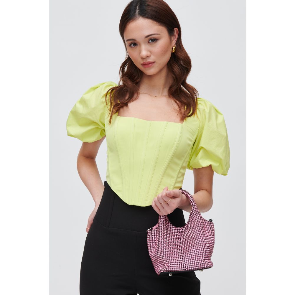 Woman wearing Pink Urban Expressions Rihanna Evening Bag 840611112934 View 1 | Pink