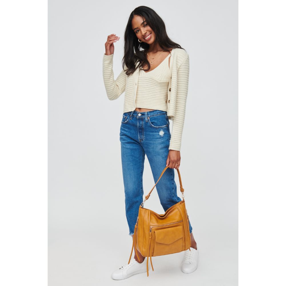 Woman wearing Mustard Urban Expressions Brooke Hobo 840611107961 View 3 | Mustard