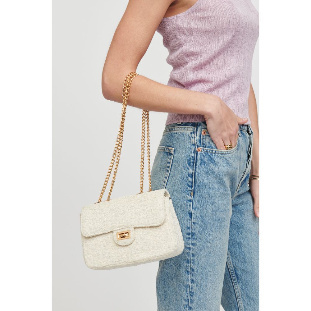 Woman wearing White Urban Expressions Camille Shoulder Bag 818209019712 View 2 | White