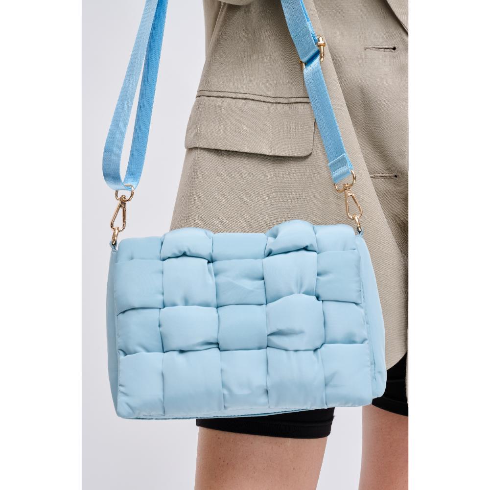 Woman wearing Sky Blue Urban Expressions Rhodes Crossbody 840611131775 View 4 | Sky Blue