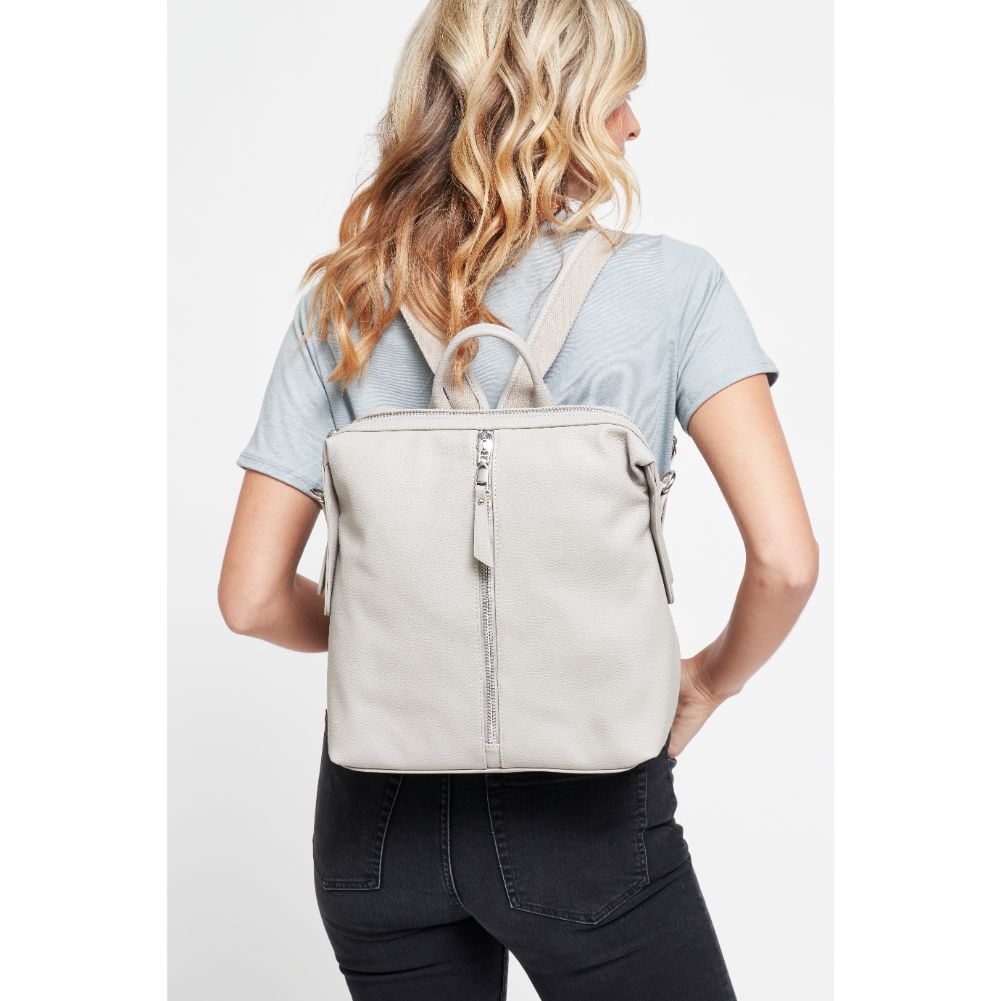 Woman wearing Grey Urban Expressions Kenzie Backpack 840611133571 View 1 | Grey