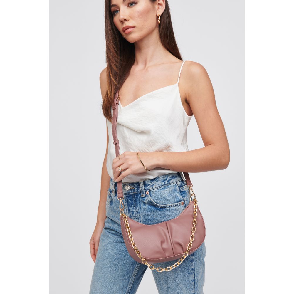 Woman wearing Mauve Urban Expressions Paige Crossbody 818209017084 View 1 | Mauve