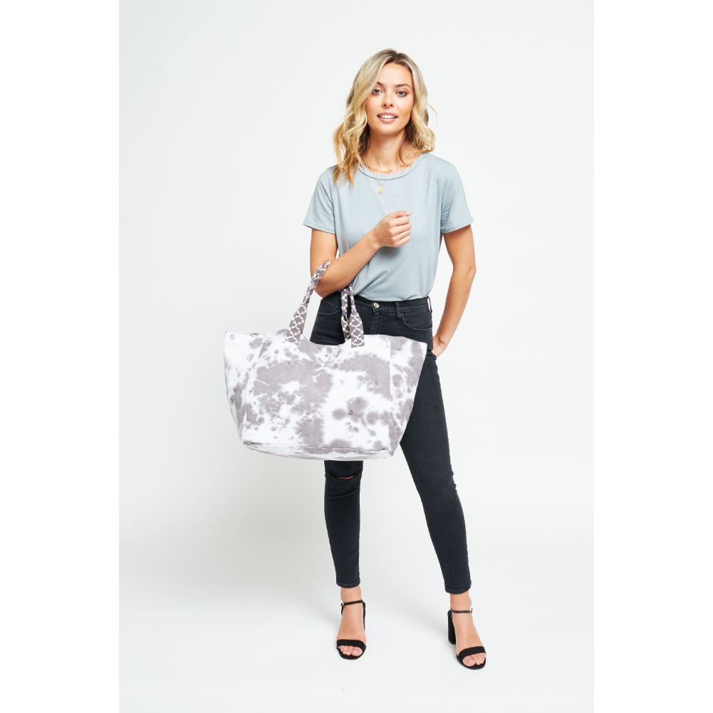 Woman wearing Grey Black Urban Expressions Marbella Tote 840611178985 View 4 | Grey Black