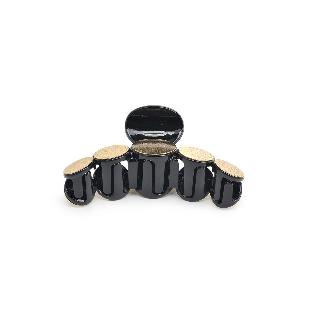 Product Image of Urban Expressions Metallic Disc Plated Hair Claw - 2 Pack Hair Claw 818209013918 View 2 | Black Gold