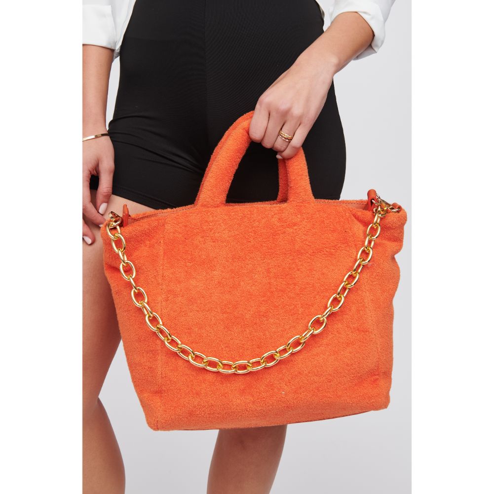 Woman wearing Clementine Urban Expressions Manisha - Terry Cloth Tote 818209019798 View 4 | Clementine