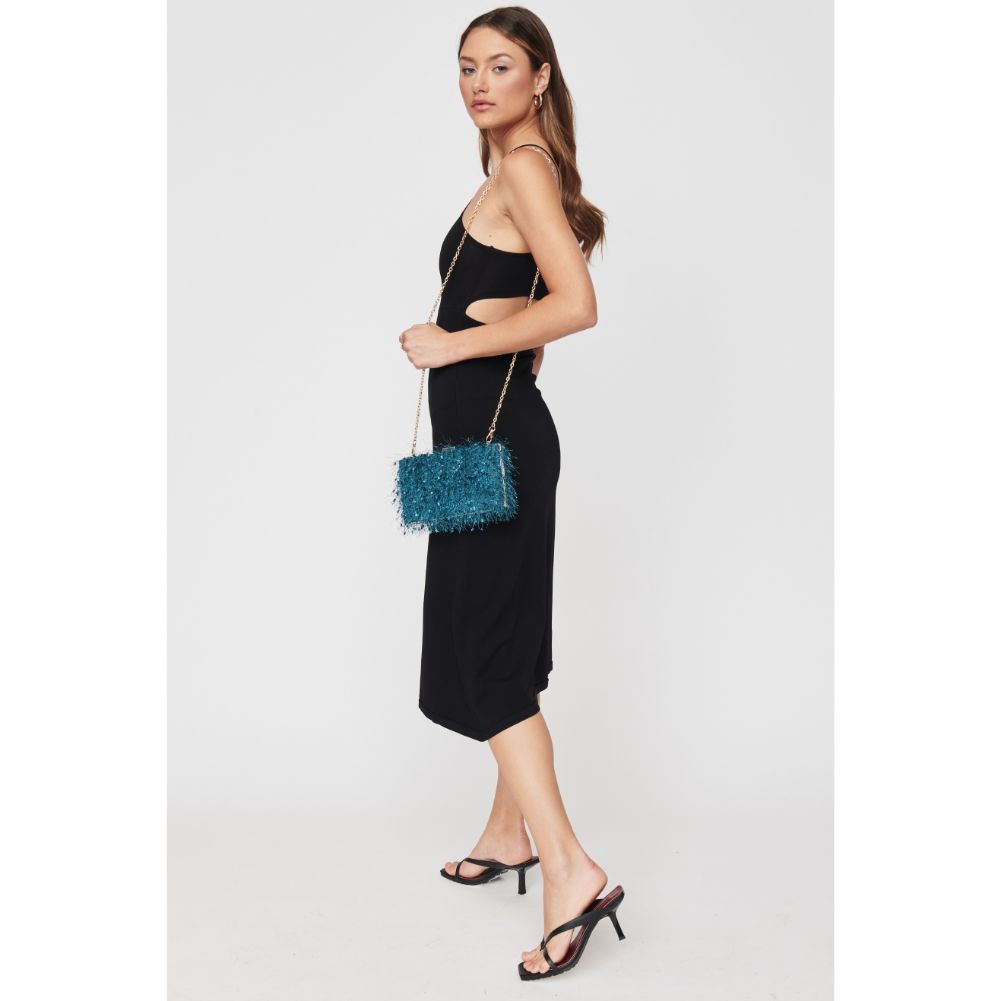 Woman wearing Peacock Urban Expressions Shoshanna Evening Bag 840611103390 View 2 | Peacock