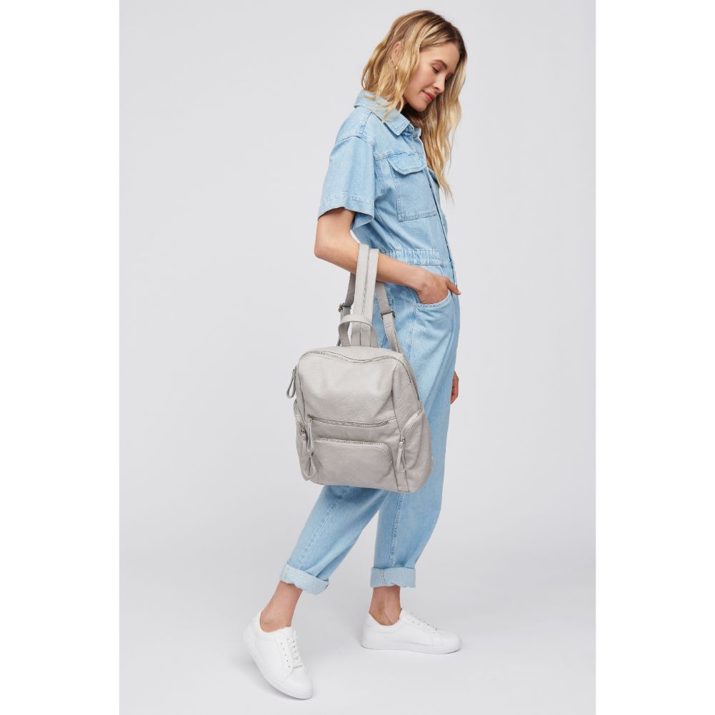 Woman wearing Grey Urban Expressions Kendall Backpack 818209018548 View 3 | Grey