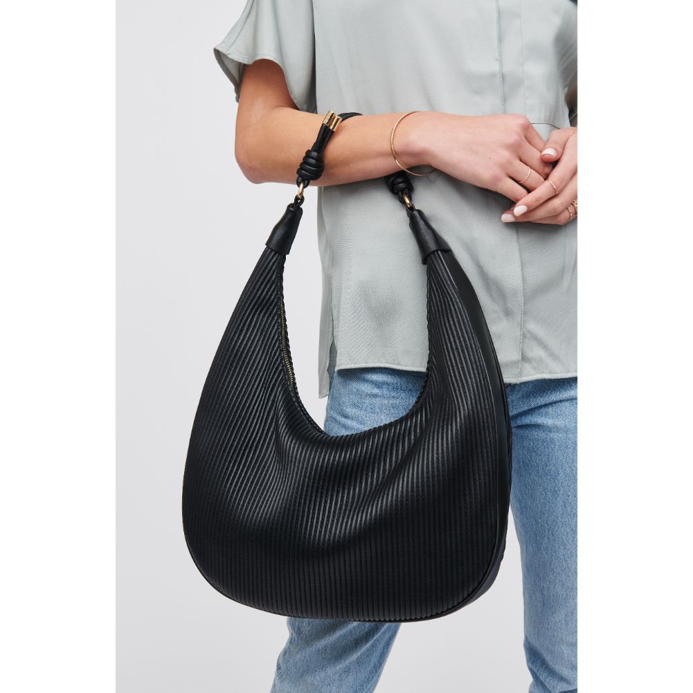 Woman wearing Black Urban Expressions Ashely Hobo 818209016940 View 4 | Black