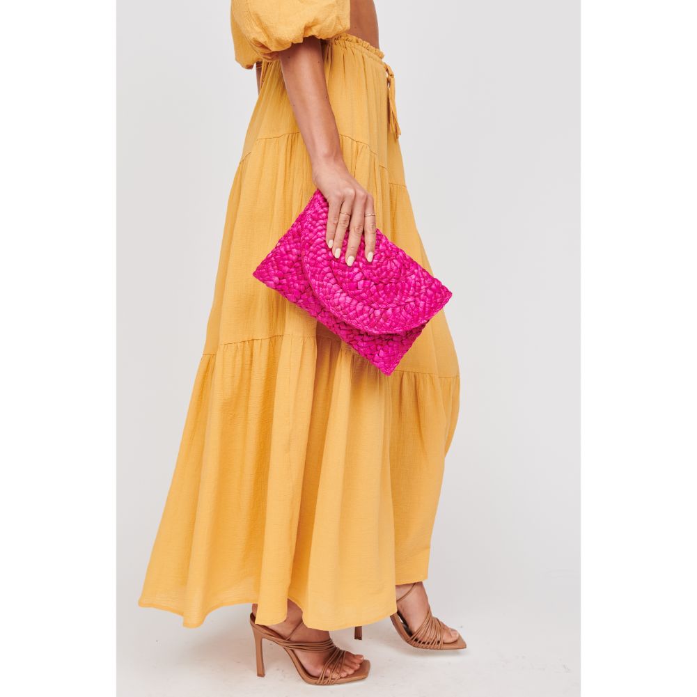 Woman wearing Magenta Urban Expressions Aegean Clutch 840611100771 View 3 | Magenta