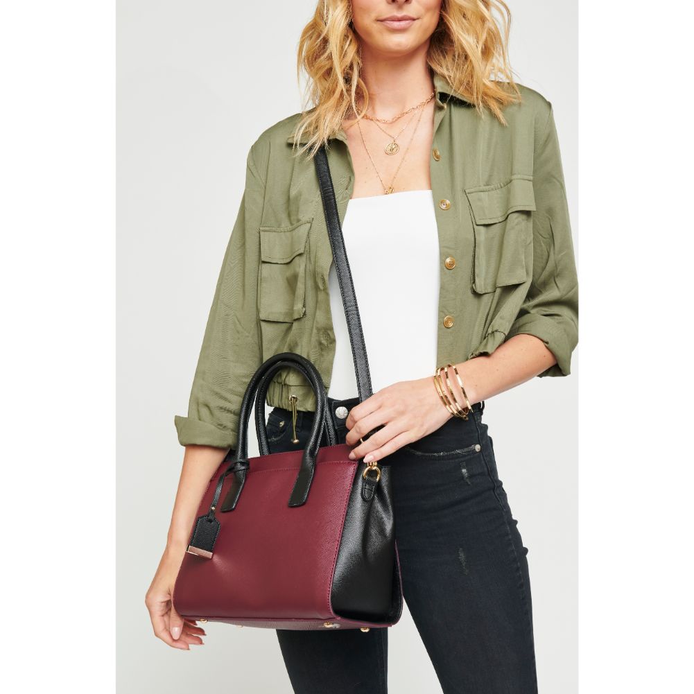 Woman wearing Burgundy Urban Expressions Delancey Tote NA-840611153593 View 4 | Burgundy