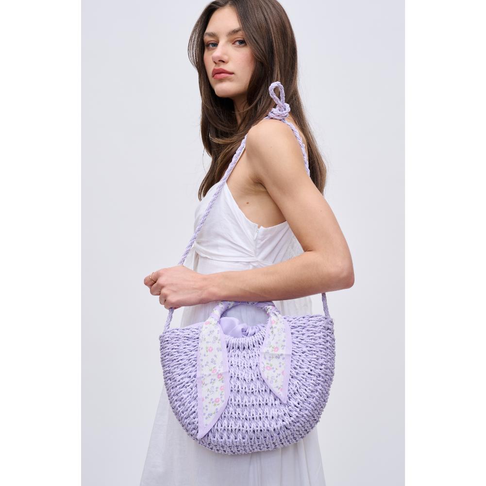 Woman wearing Lavender Urban Expressions Olivia Tote 840611191175 View 2 | Lavender