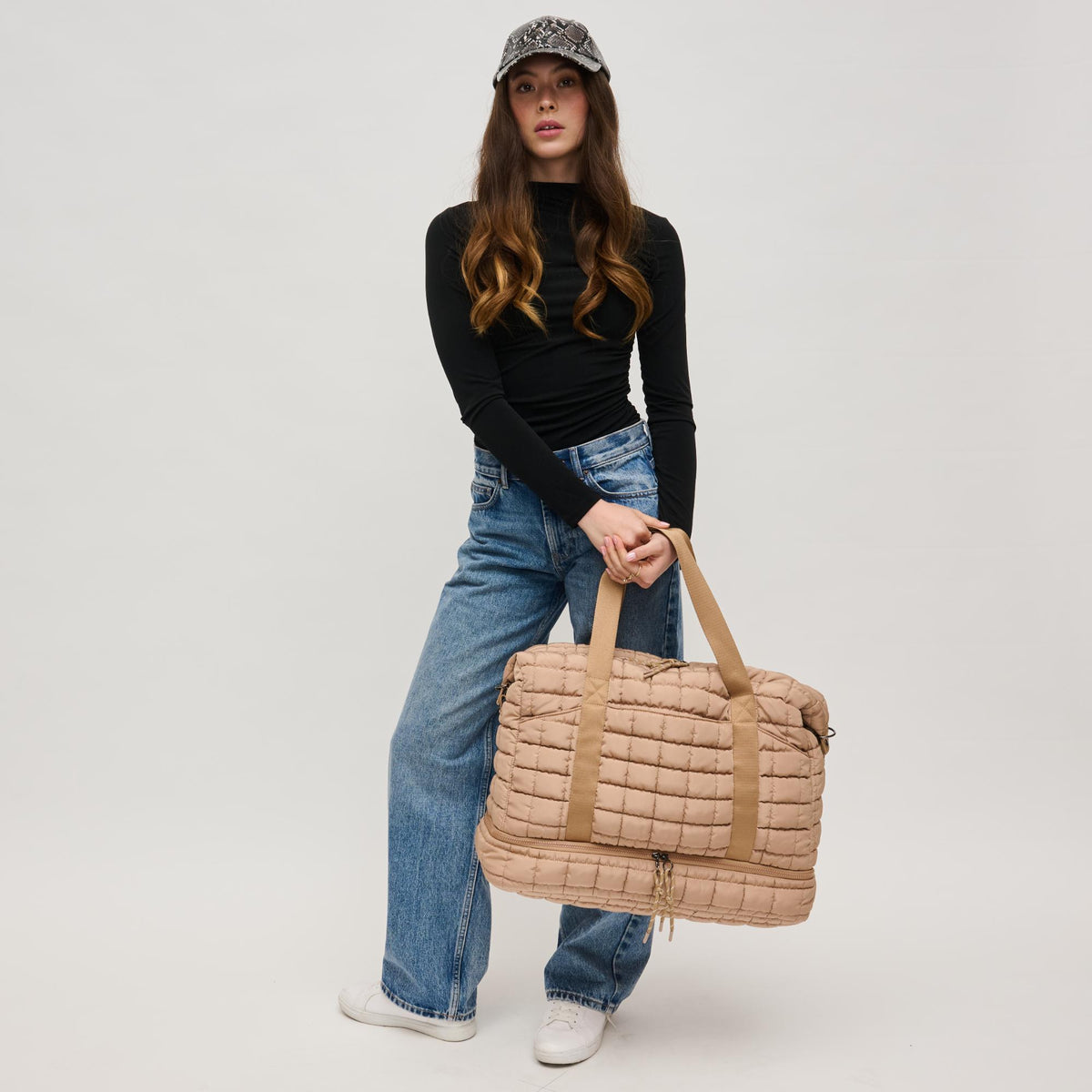 Woman wearing Natural Urban Expressions Globetrotter Weekender 840611143495 View 2 | Natural