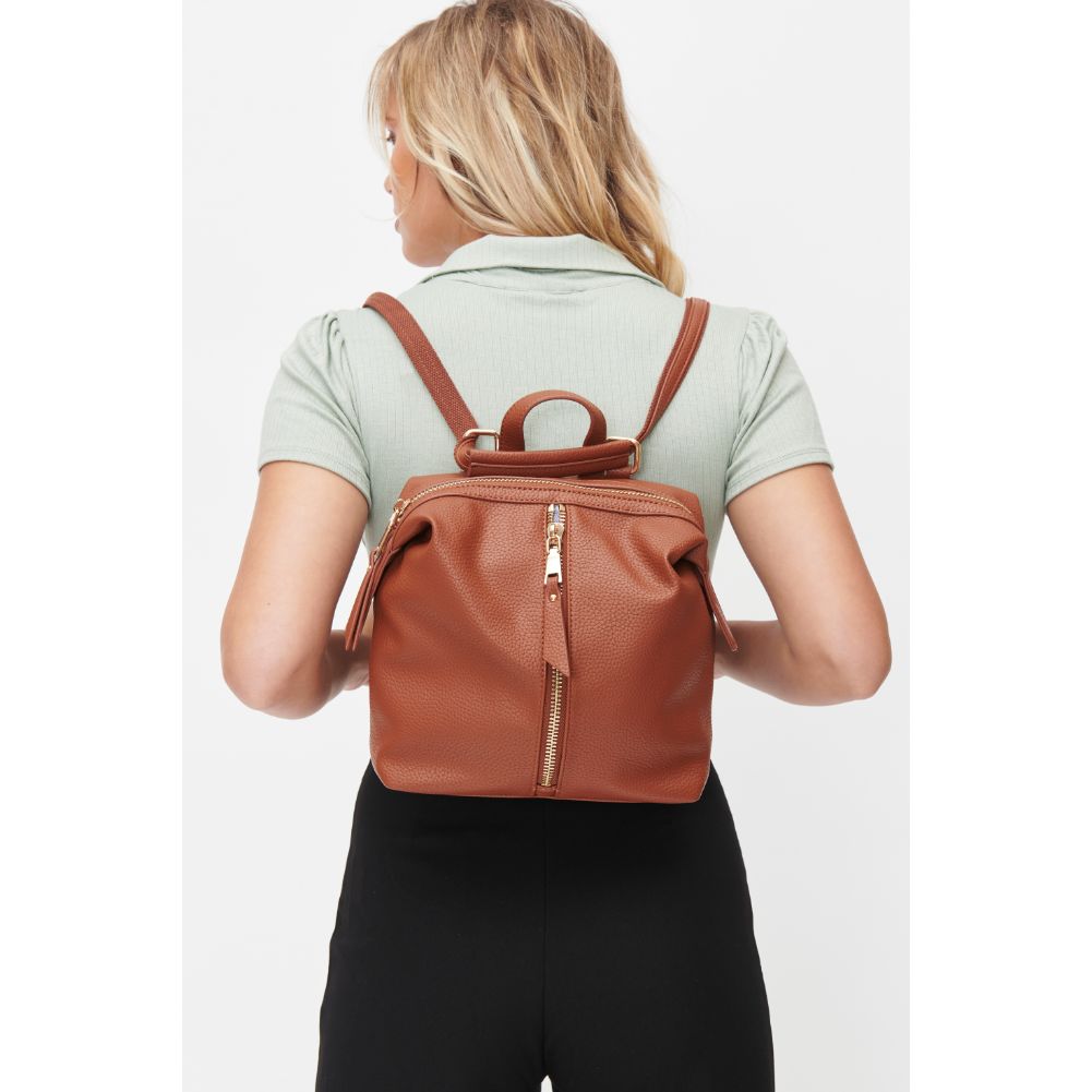 Woman wearing Cognac Urban Expressions Petit - Kenzie Backpack 840611101181 View 1 | Cognac