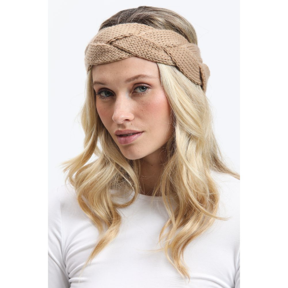 Woman wearing Nutmeg Urban Expressions Woven Knitted Headband Headband 818209014939 View 1 | Nutmeg