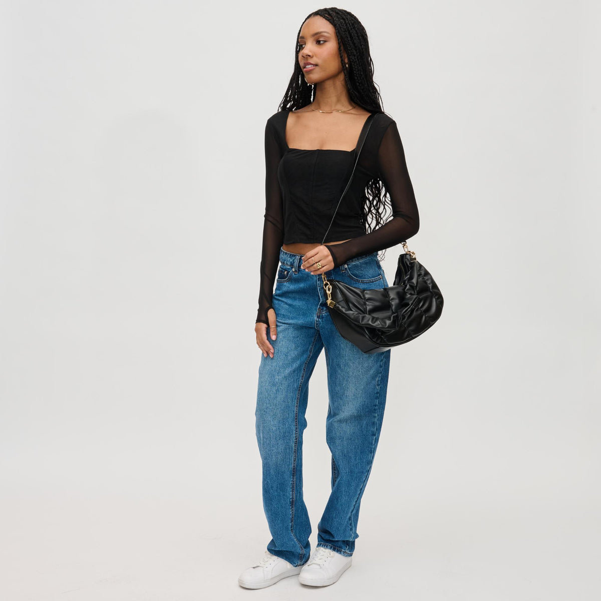 Woman wearing Black Urban Expressions Whitney Crossbody 840611130570 View 4 | Black