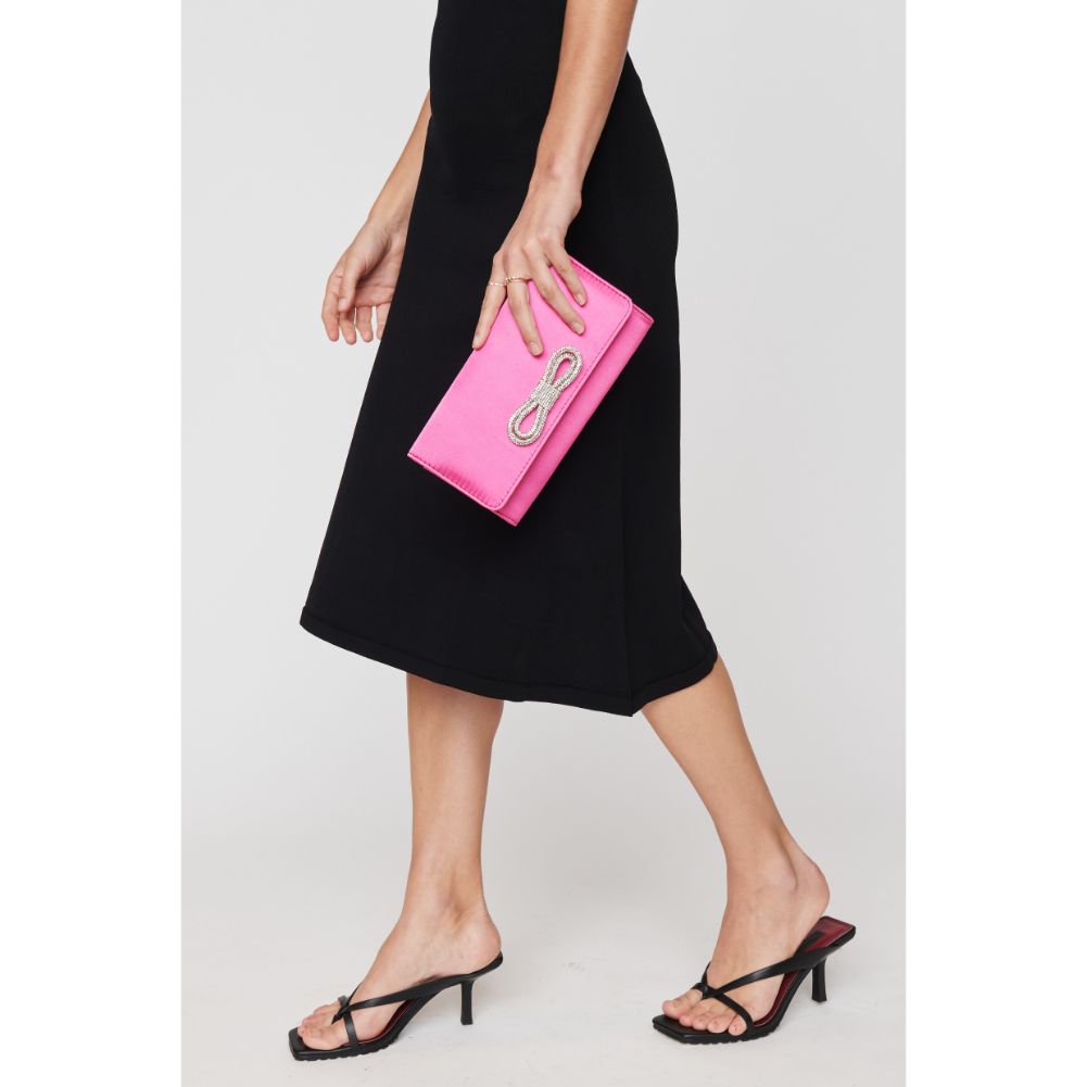 Woman wearing Fuchsia Urban Expressions Karlie - Bow Tie Evening Bag 840611104311 View 2 | Fuchsia