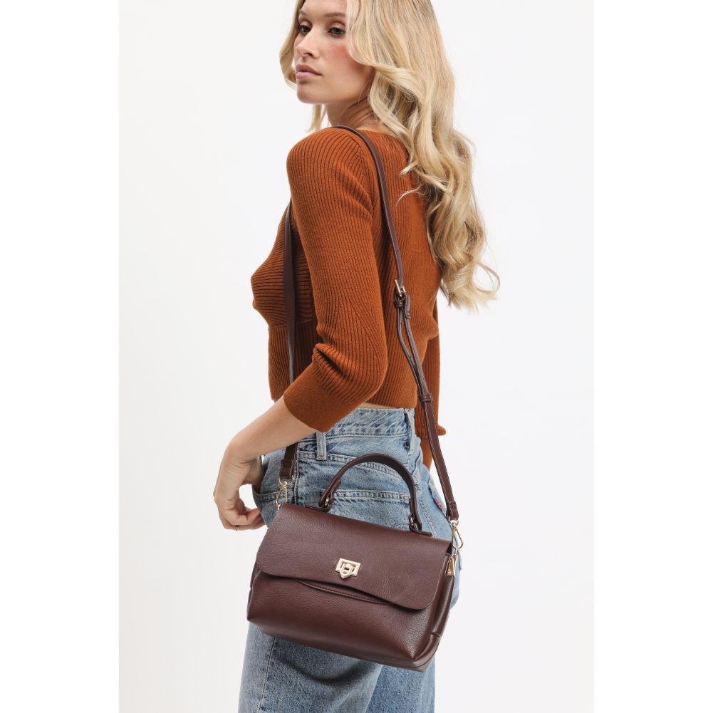 Woman wearing Chocolate Urban Expressions Tati Crossbody 840611114921 View 1 | Chocolate