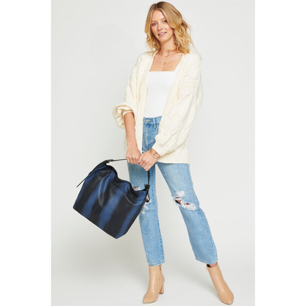 Woman wearing Navy Urban Expressions Keene Hobo 840611122490 View 4 | Navy