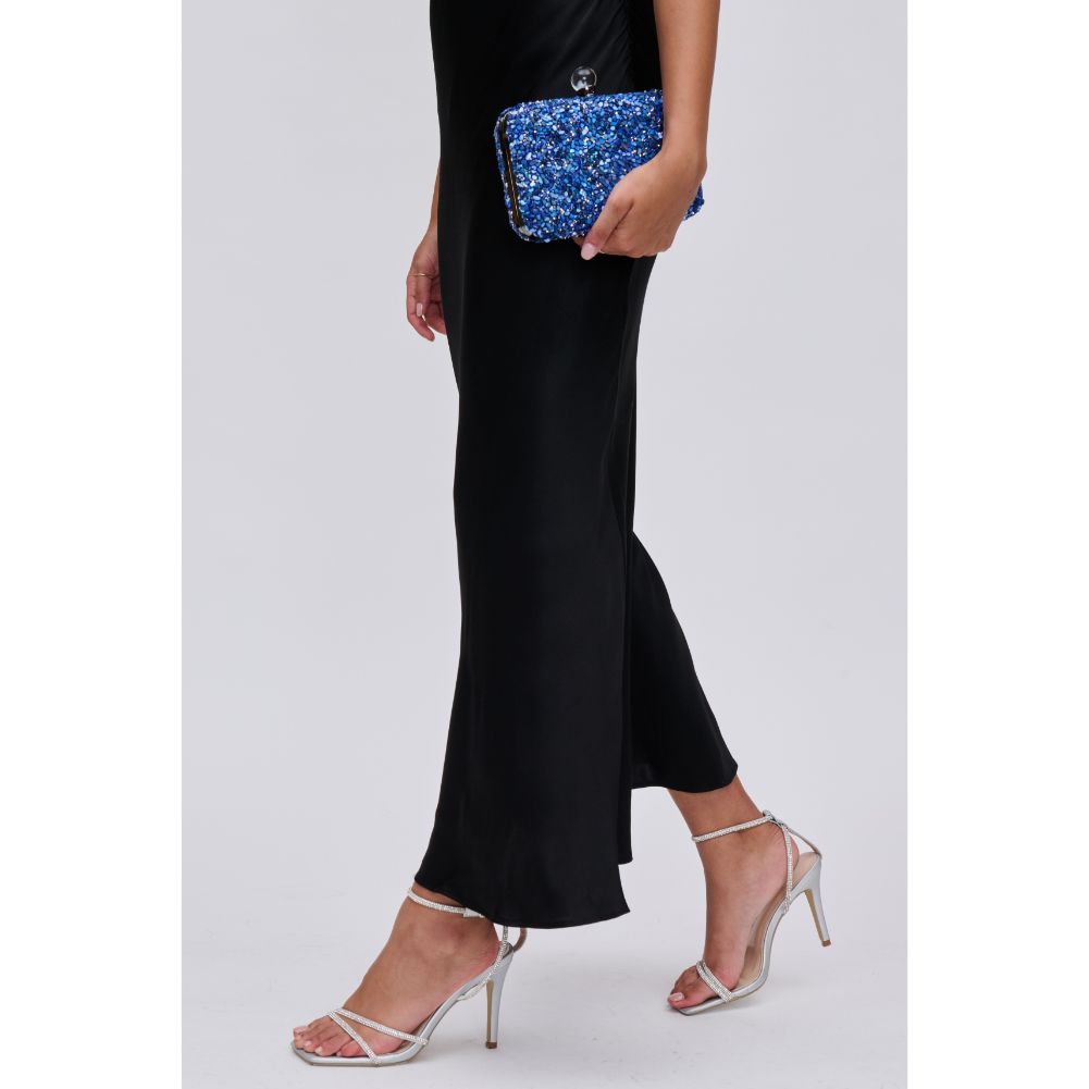 Woman wearing Midnight Urban Expressions Penelope Evening Bag 840611114105 View 3 | Midnight